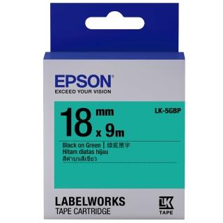 【EPSON】官方直營 標籤帶 綠底黑字/18mm(LK-5GBP)