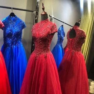 【女神婚紗禮服】高階中式典雅大氣蓬裙宴會晚禮服 LA70477 酒紅色(敬酒服 派對)