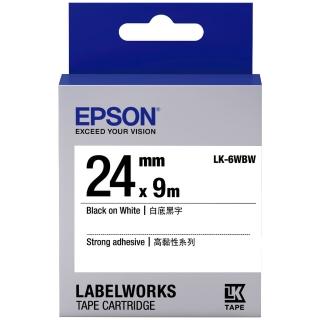 【EPSON】官方直營 高黏性標籤帶 白底黑字/24mm(LK-6WBW)