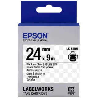 【EPSON】標籤帶 透明底黑字/24mm(LK-6TBN)