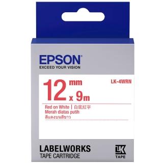 【EPSON】官方直營 標籤帶 白底紅字/12mm(LK-4WRN)