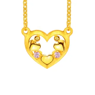 【幸運草金飾】小幸運 鋯石+黃金 鎖骨鍊墜(金重 1.01錢±0.08)