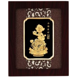 【開運陶源】金箔畫 純金 金猴聚財(20x25cm)