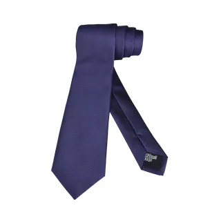 【EMPORIO ARMANI】EMPORIO ARMANI 經典刺繡LOGO簡約風真絲領帶(寬版/皇家藍)