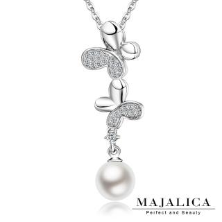 【Majalica】純銀．珍珠項鍊．新年禮物(銀色白鋯)