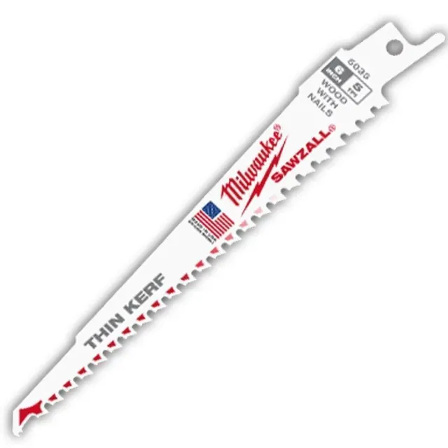 【Milwaukee 美沃奇】木工專用6吋軍刀鋸片5入(48-00-5035)