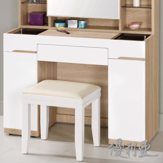 文創集 歌斯2.8尺可伸縮側推式鏡面組合(含化妝椅)評價推薦