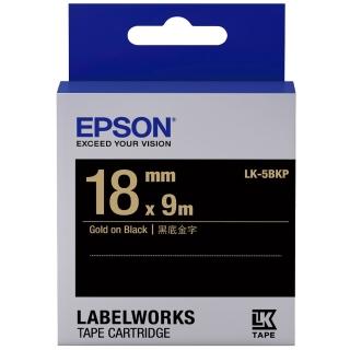 【EPSON】官方直營 標籤帶 黑底金字/18mm(LK-5BKP)