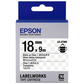 【EPSON】官方直營 標籤帶 透明底黑字/18mm(LK-5TBN)