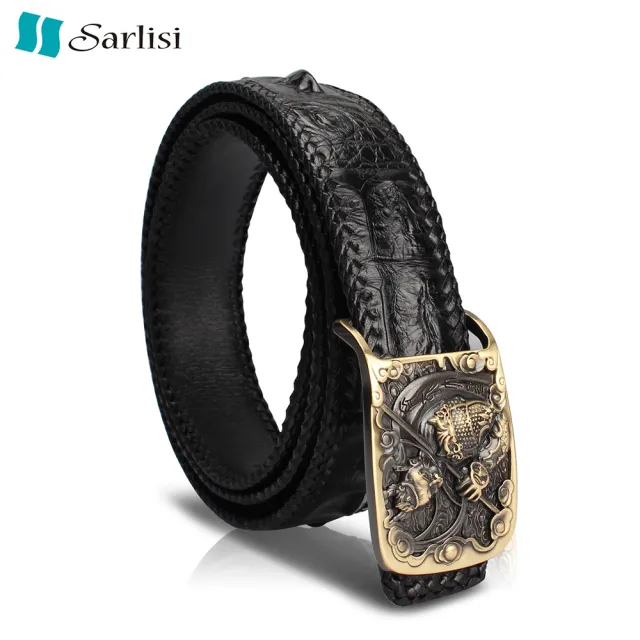【Sarlisi】【歷史最低價 買到賺到】尊爵男士鱷魚皮皮帶腰帶單排骨編織皮帶campaig