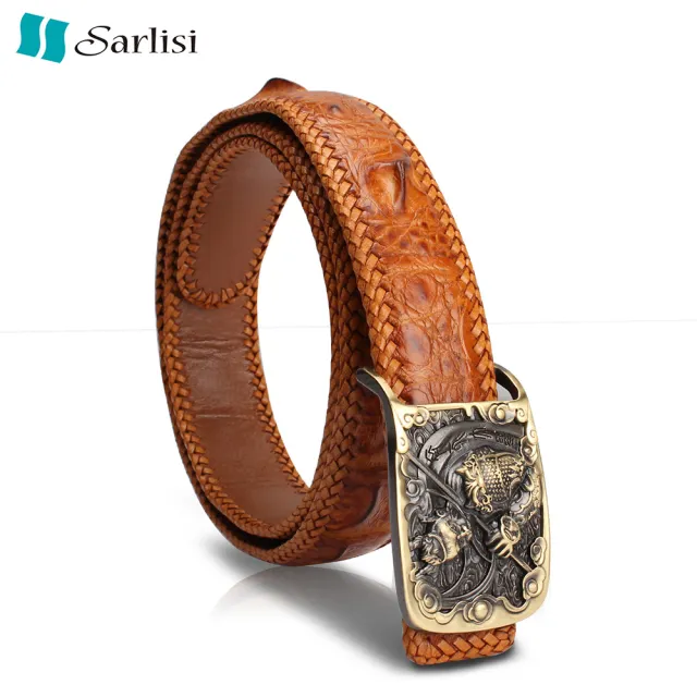 【Sarlisi】【歷史最低價 買到賺到】尊爵男士鱷魚皮皮帶腰帶單排骨編織皮帶campaig
