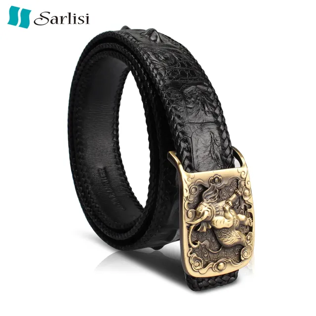 【Sarlisi】【歷史最低價 買到賺到】尊爵男士鱷魚皮皮帶單排骨編織腰帶