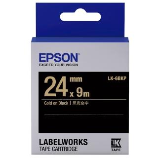 【EPSON】官方直營 標籤帶 黑底金字/24mm(LK-6BKP)