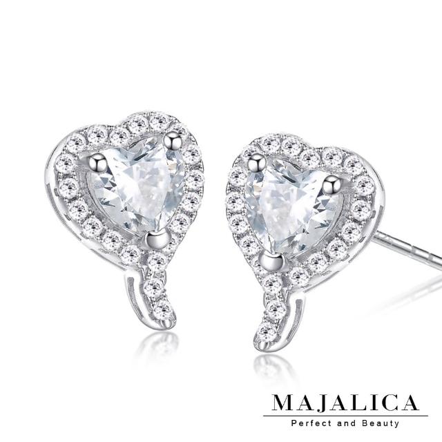 【Majalica】純銀耳環．耳針式．新年禮物(銀色白鋯)
