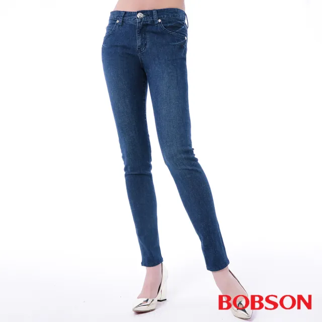 【BOBSON】女款低腰膠原蛋白窄管褲(8151-53)