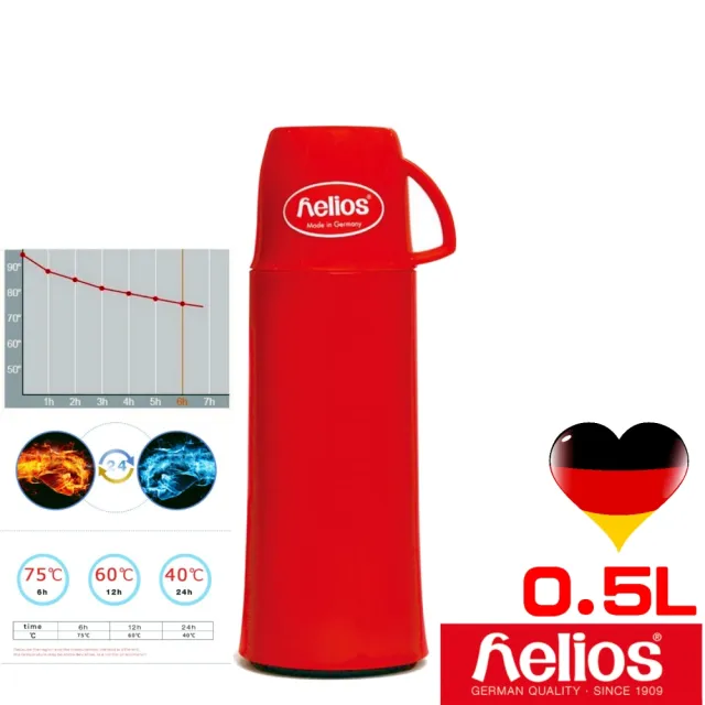 【德國helios 海利歐斯】HESElogance保溫杯熱情紅(500CC)