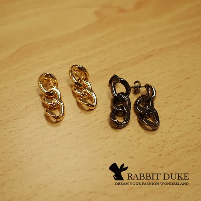 【RABBIT DUKE】個性經典金屬鍊條設計耳環