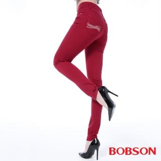 【BOBSON】女款高腰膠原蛋白彩色小直筒褲(8119-03)
