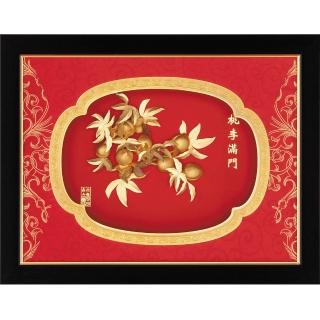 【開運陶源 金箔畫禮品】純金金箔畫-桃李滿門 福祿壽桃(鴻運系列)