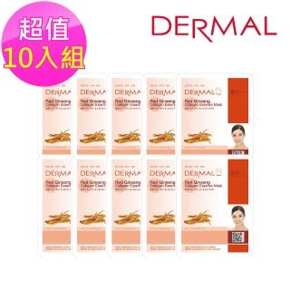 【DERMAL】紅蔘調理補濕面膜10入組(人氣面膜)