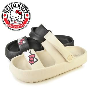 【HELLO KITTY】凱蒂貓二字輕量厚底防水兩穿涼鞋 拖鞋 雨鞋(米色、黑色)