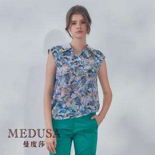 【MEDUSA 曼度莎】現貨-蜂鳥刺繡領 無袖天絲上衣（M-2L）｜女上衣 涼感上衣(101-73001)