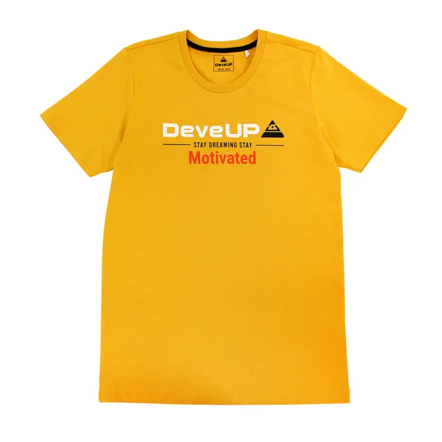 【DeveUP】『DeveUP』棉質重磅厚圓領印圖TEE(產品編號 : D01424 雅致黃)