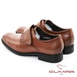 【CUMAR】輕量舒適真皮魔術帶紳士鞋(紅棕色)