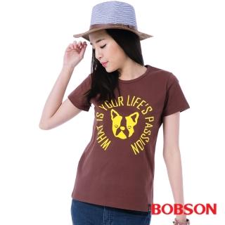 【BOBSON】女款印圖T恤(咖26141-76)