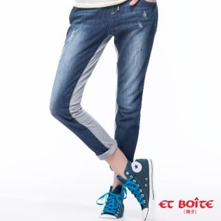 【BLUE WAY】前後剪接針織男友褲- ET BOiTE 箱子