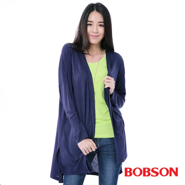 【BOBSON】女款落肩寬版罩衫(藍35130-53)