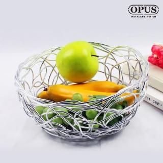 【OPUS 東齊金工】不鏽鋼藝術系列 水果盤/收納籃/置物架(銀絲果籃 FA009)