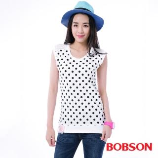 【BOBSON】女款印點點配蕾絲上衣(26074-80)