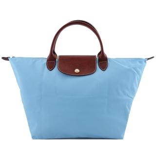 【LONGCHAMP】Le Pliage 短把摺疊水餃包(中/粉藍)