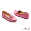 【effie】縫線包仔鞋 真皮點點奈米樂福平底鞋(粉紅)