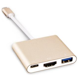 TypeC to HDMI/TypeC/USB3.0轉接器(金)