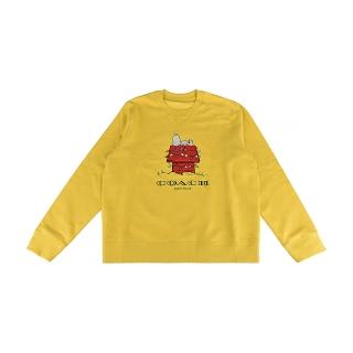 【COACH】COACH Peanuts Snoopy字母LOGO史努比躺在屋頂上棉圓領長袖T恤(女裝/萬壽菊黃)