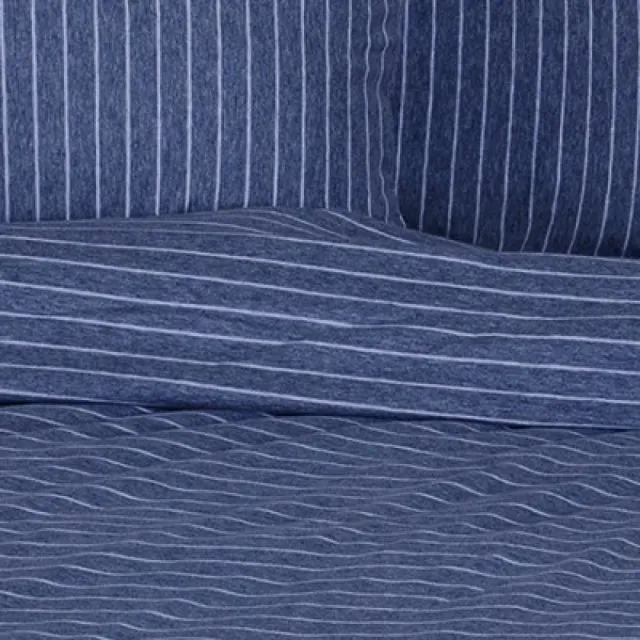 【HOLA】自然針織條紋被套單人現代藍(單人)