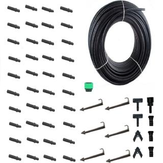 【灑水達人】16mm PE管20公尺與40個16mm水管連接式滴灌套裝組合
