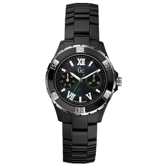 【Gc】羅馬高雅雙眼計時陶瓷腕錶-黑x銀/37mm(GXX69002L2S)