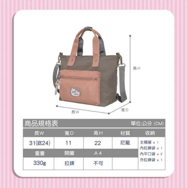 【HELLO KITTY】甜心凱蒂-兩用手提包-粉 KT03D02PK(滿足日常外出的完美容量!)