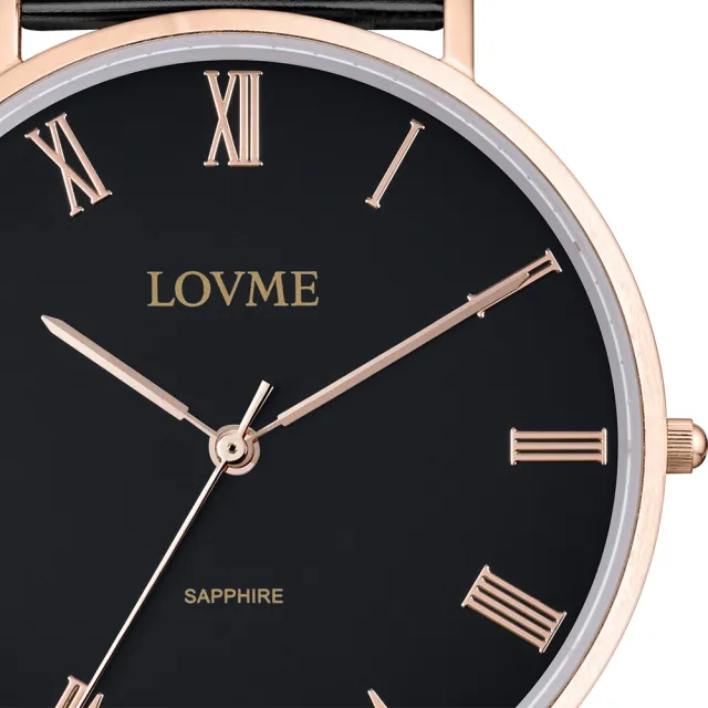 【LOVME】羅馬學院風米蘭時尚手錶-IP玫x黑帶/41mm(VM3012M-43-341)