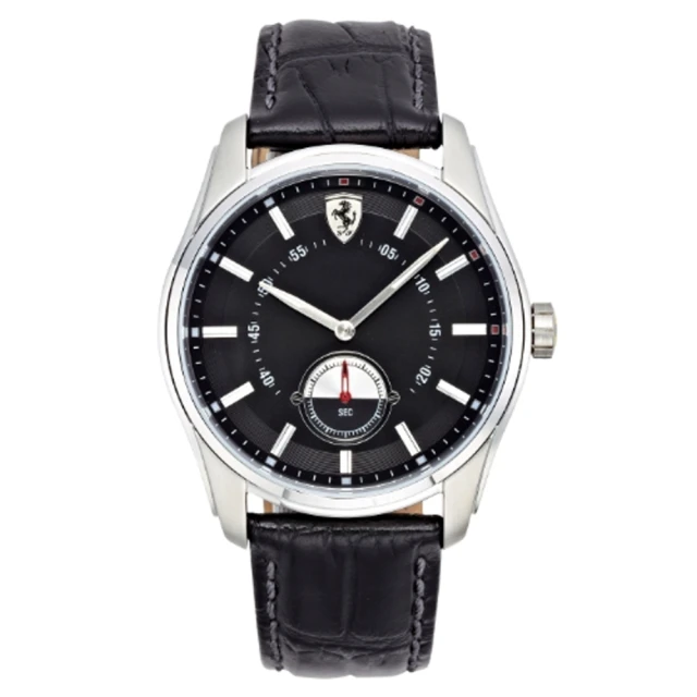 【FERRARI】速度時尚計時腕錶/黑面x黑皮(42mm/0830231)