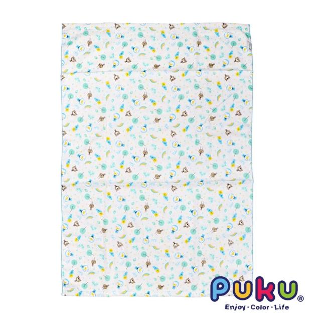 【PUKU 藍色企鵝】PUKU印花紗布大浴巾-70*100cm(水色)