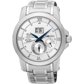 【SEIKO 精工】精工 Kinetic 萬年曆大視窗手錶-銀/41mm 618 禮物 送禮(7D48-0AR0S SNP133J1)