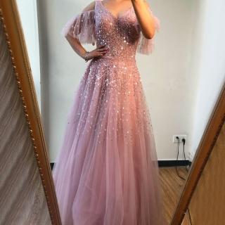 【女神婚紗禮服】高階氣質優雅夢幻輕奢宴會晚禮服 LA70075 粉色(頒獎禮服 晚宴服)