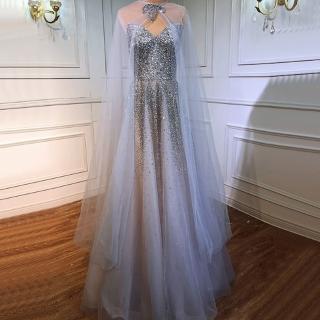 【女神婚紗禮服】高階夢幻優雅奢華縫珠宴會晚禮服 LA70644 灰色(訂婚禮服 年會主持人)