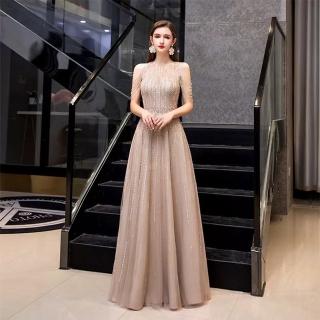【女神婚紗禮服】高階新潮時尚掛脖宴會晚禮服 1705大紅 藕粉1705(新娘服 訂婚禮服)