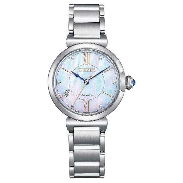 【CITIZEN 星辰】幸福鈴蘭真鑽光動能女錶-銀/29.5mm 母親節限定(EM1070-83D)