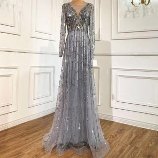 【女神婚紗禮服】極致經典風華氣質長款宴會晚禮服 LA70674 灰色(年會主持人 酒會)